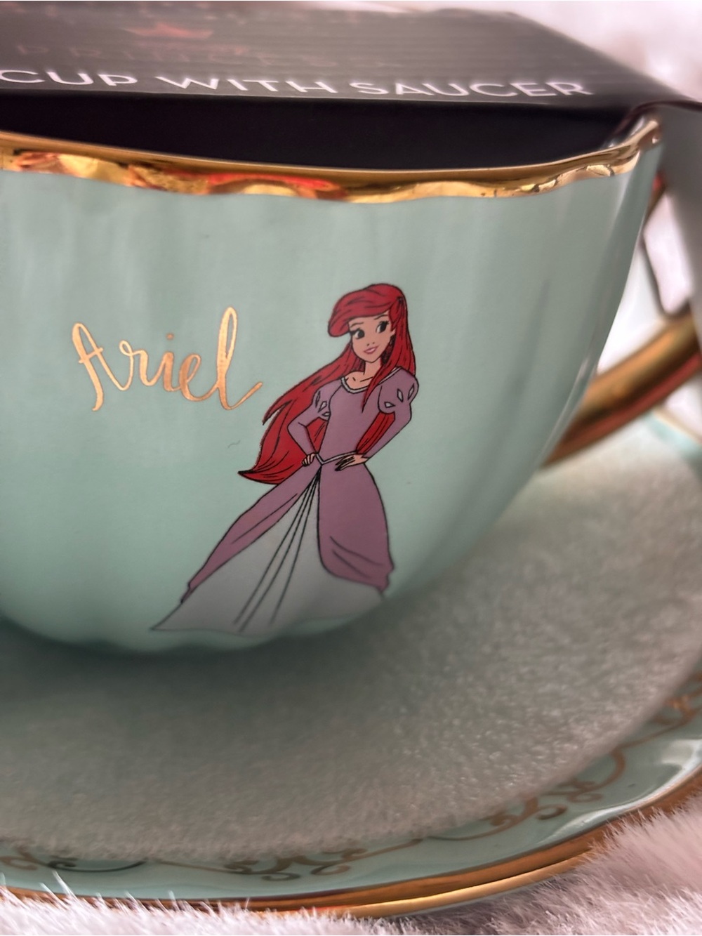 Disney Ariel Mint Green and Pink Ceramic Bowl with Gold Accents - Picture 4 of 4
